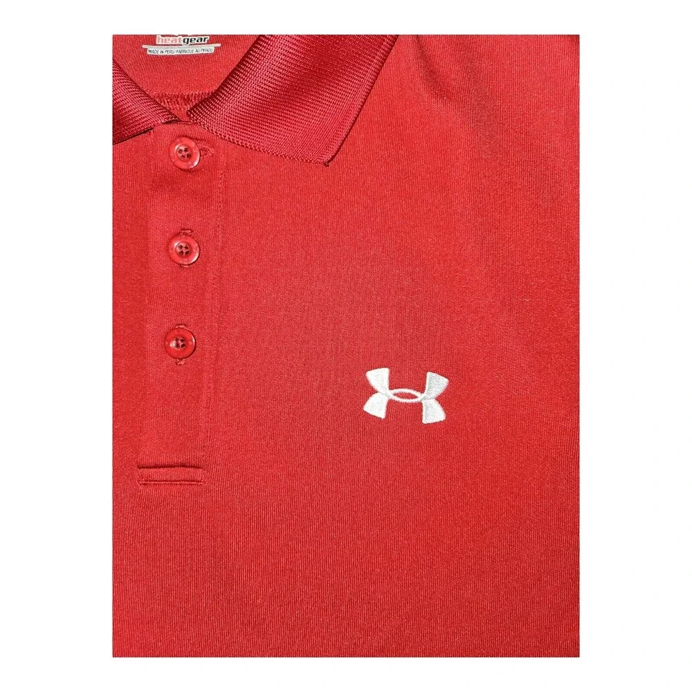 Under Armour Polo Small Men's Heat Gear Short Sleeve Red Golf Casual - Picture 5 of 7